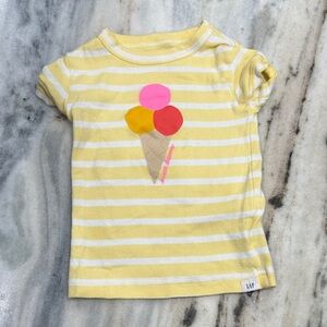 GAP Kids Yellow and White Striped Ice Cream Tee